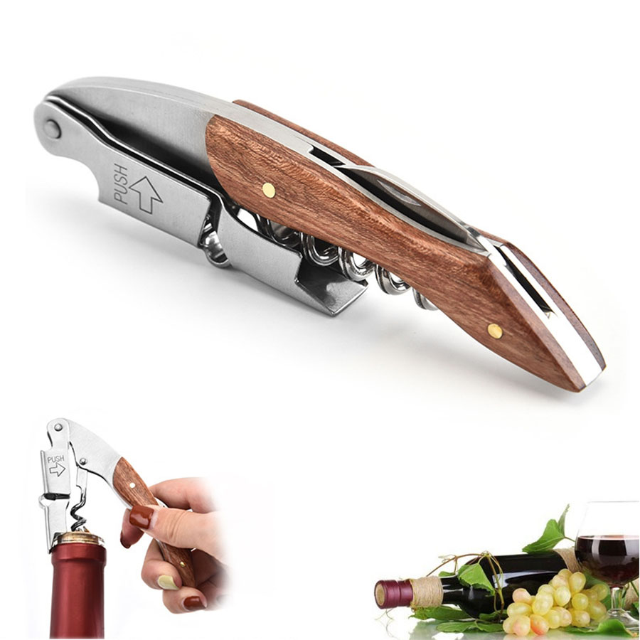 Wine Beer Opener - 木製ハンドル付きワインオープナー,バー,レストラン,waiters,waiters,頑丈,優れたグリップ,頑丈