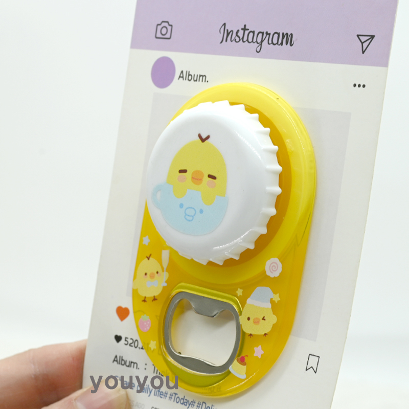 Wine Beer Opener - かわいくて丈夫なボトルオープナー、漫画風マグネットブラケット、かわいいチキンの伸縮式ユニバーサルハンドスタンドブラケット
