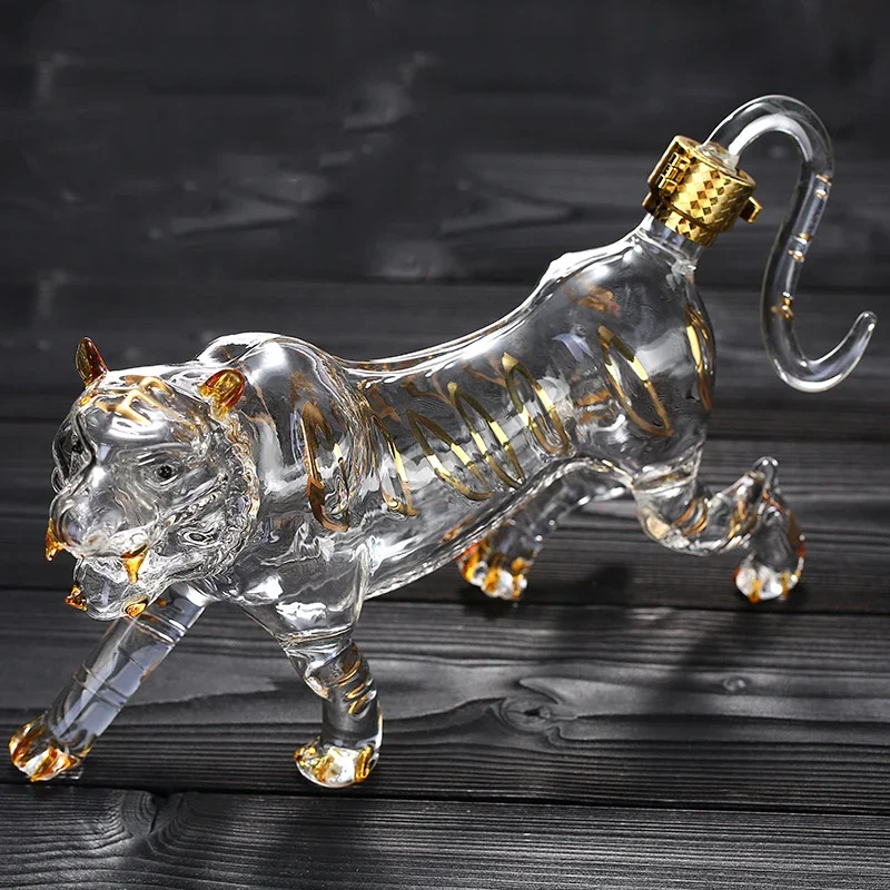 Wine Beer Spirits - ハンサムな虎の形をした動物の鉛フリーガラスボトルワインデカンタバー用品ウイスキーデカンタ酒スコッチバーボン用