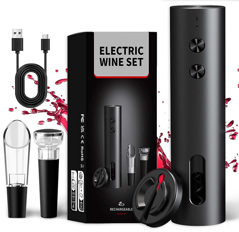 4-in-1電動ワインオープナーセットUSB充電式電動自動コ - Wine Beer Opener のレビューと価格
