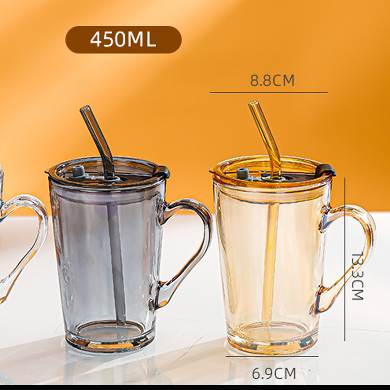 450mlガラス製コーヒーカップ（蓋とストロー付き）、取っ手 - Wine Beer Spirits のレビューと価格