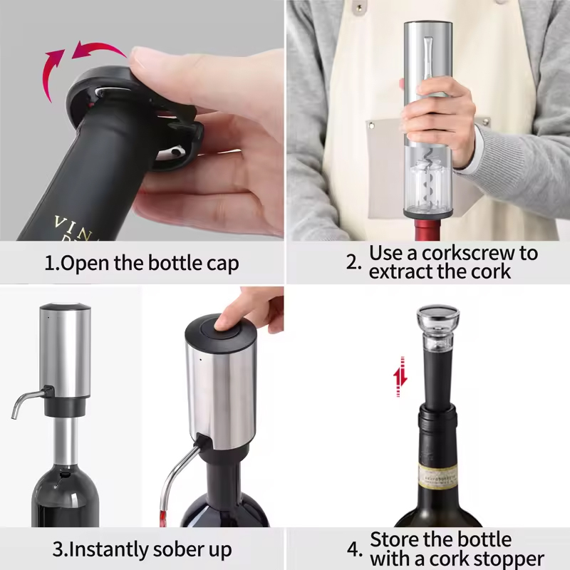 2024 新デザイン 4-in-1 リチウム充電式電気ボトル - Wine Beer Opener のレビューと価格