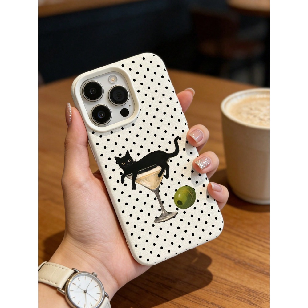 ワイングラスに入った芸術的な猫のイラスト入りスマホケース、i - Wine & Beer Shop のレビューと価格