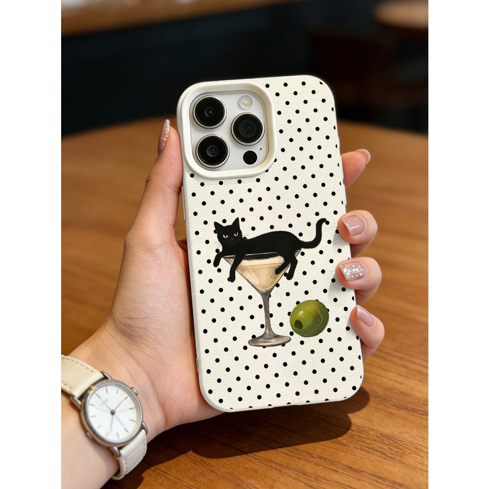 ワイングラスに入った芸術的な猫のイラスト入りスマホケース、i - Wine & Beer Shop のレビューと価格