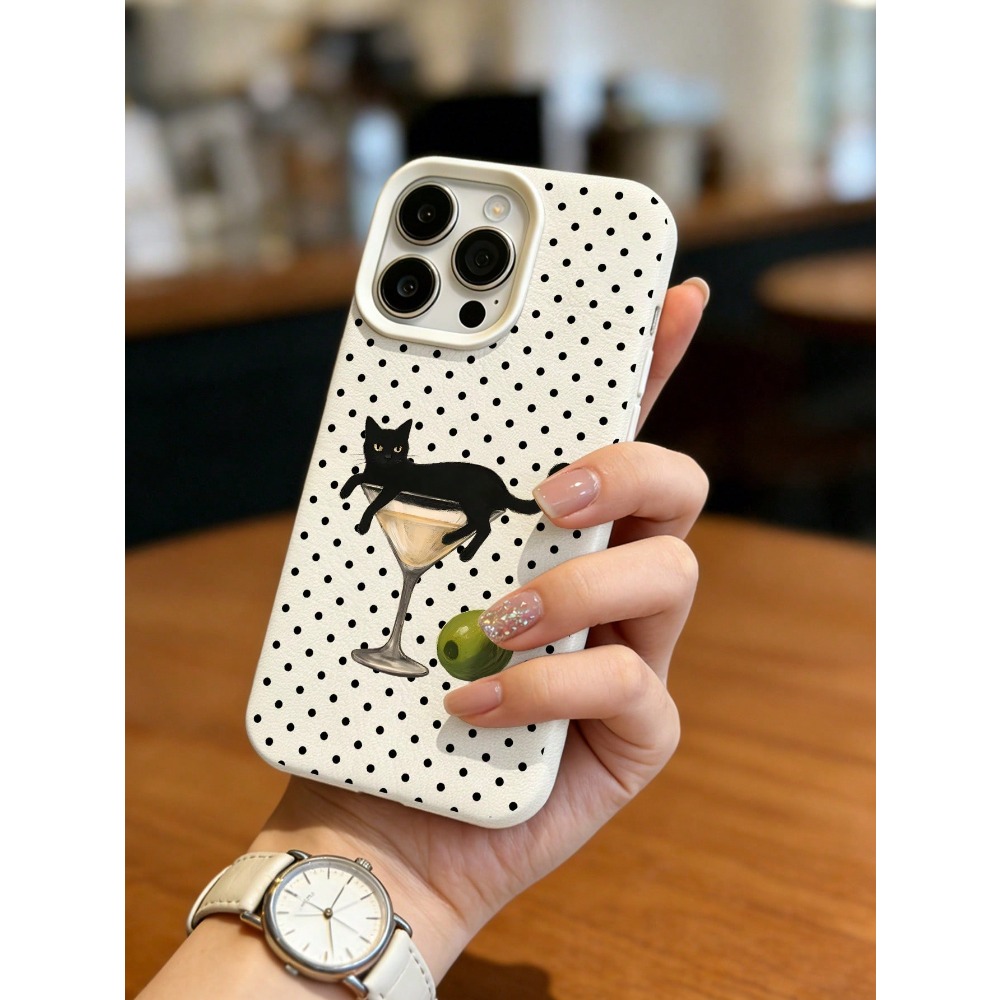 ワイングラスに入った芸術的な猫のイラスト入りスマホケース、i - Wine & Beer Shop のレビューと価格