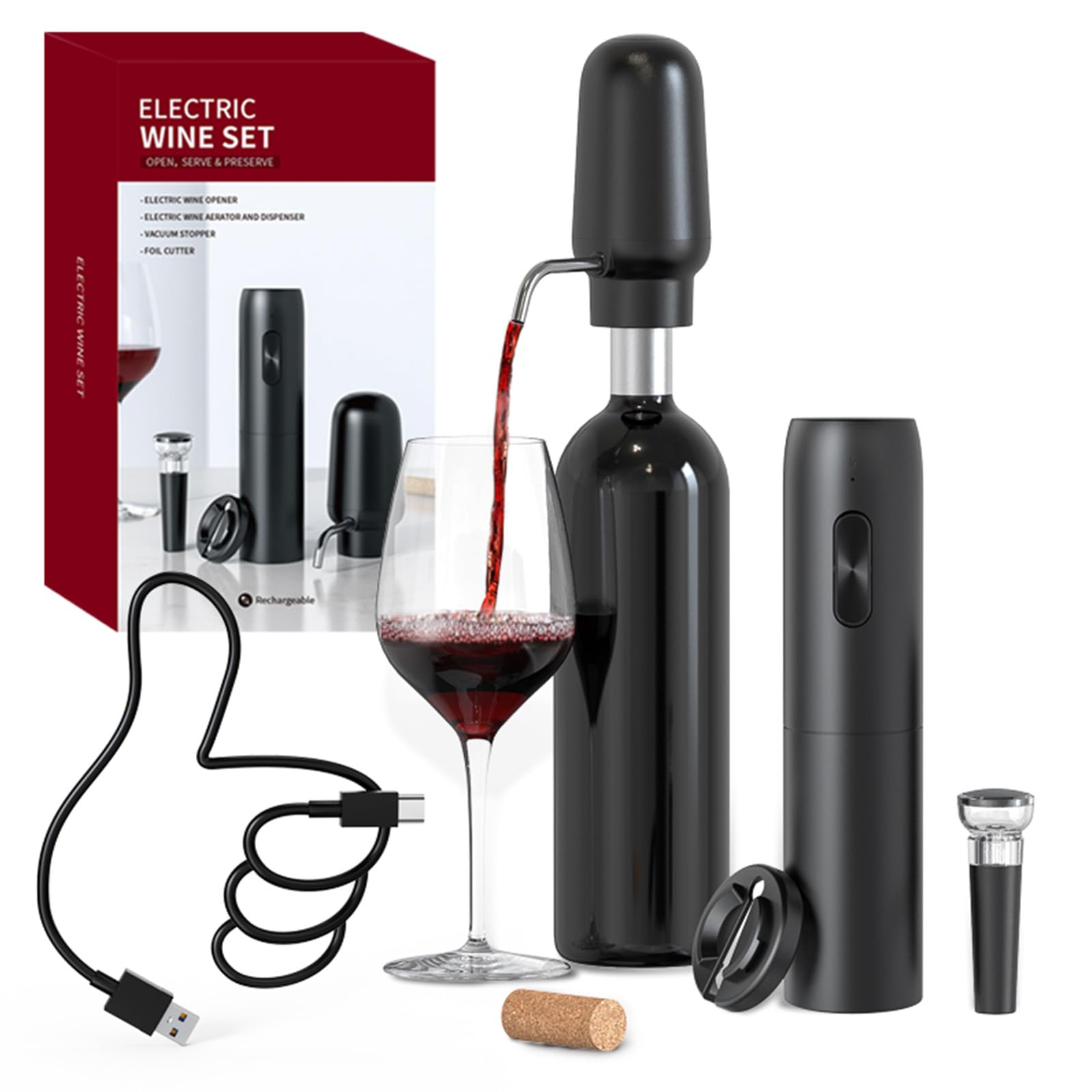 インテリジェント電動ワインエアレーター 4-in-1 ワイン - Decanter Aerator Set のレビューと価格