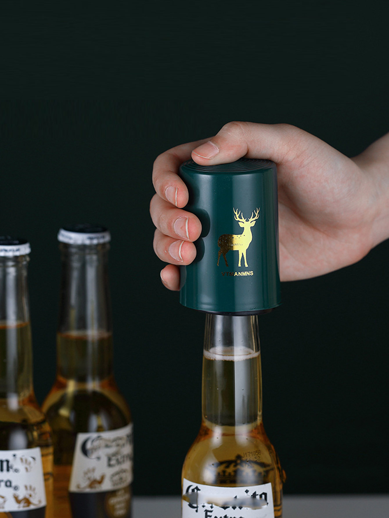1 個自動ビール栓抜きステンレス鋼プレス蓋ビールコルク抜きツ - Wine Beer Opener のレビューと価格