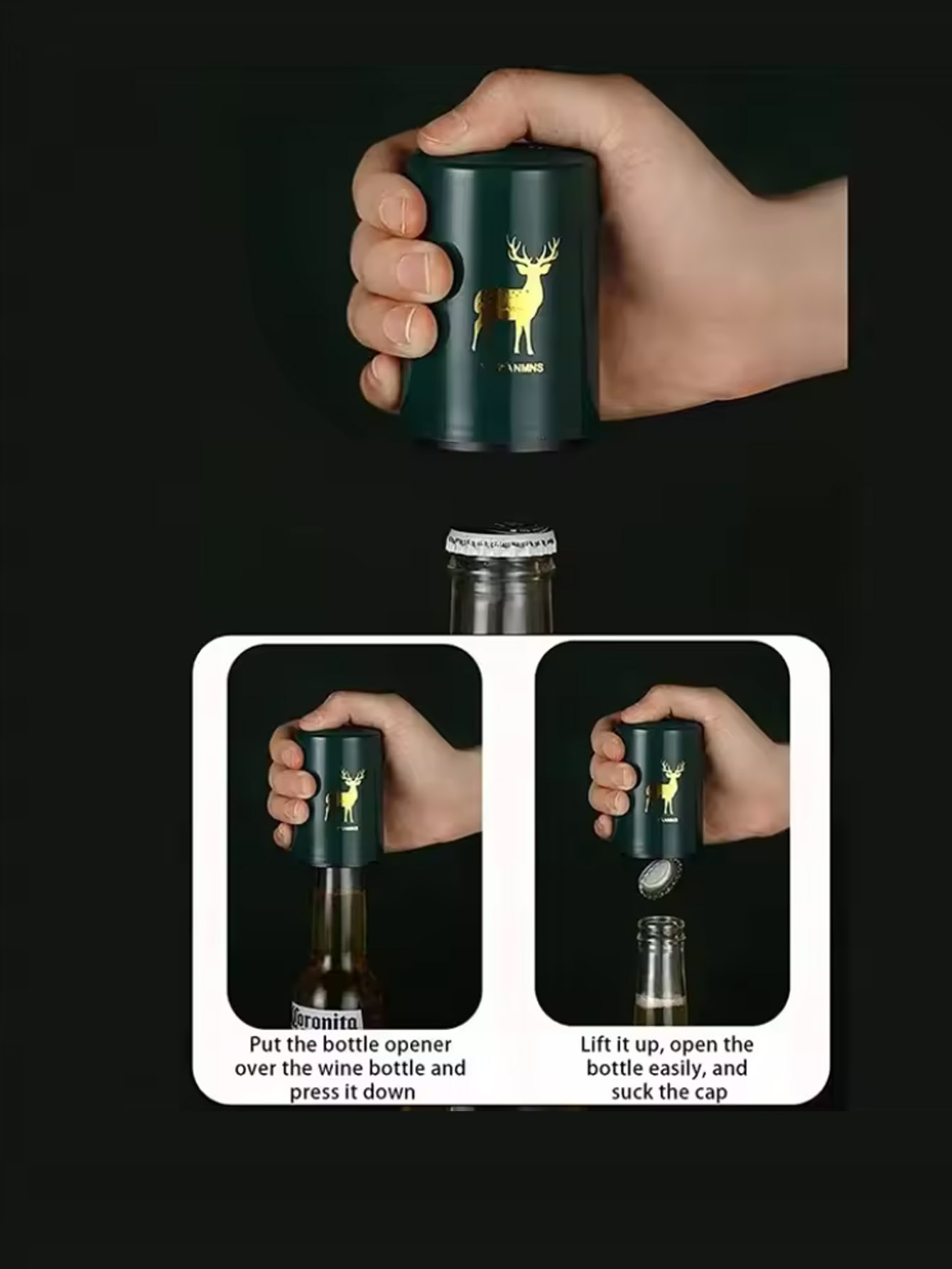 1 個自動ビール栓抜きステンレス鋼プレス蓋ビールコルク抜きツ - Wine Beer Opener のレビューと価格