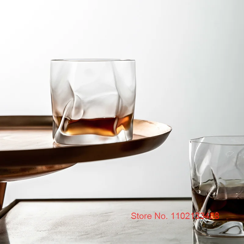 不規則な形のウイスキークリスタルカップ、日本のアートグラスウ - Wine Beer Tasting のレビューと価格
