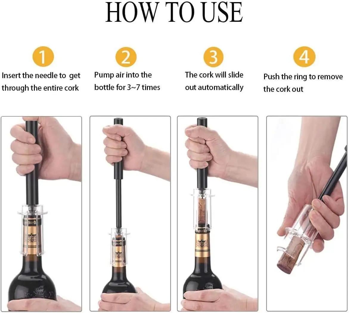 エアポンプワインボトルオープナー空気圧真空ワインストッパービ - Wine Beer Opener のレビューと価格